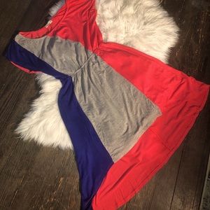 Stretch Color Block High Low Dress